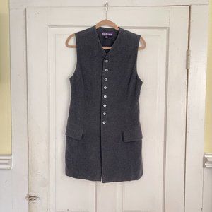 Ralph Lauren Purple Label 1990s V-Neck Button Front Long Vest grey 50% cashmere